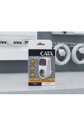 Cata Ct-9197 Dijital Ekranlı Akım Korumalı Priz 4000w - Voltaj Koruyucu Regülatör Zaman Ayarlı 0