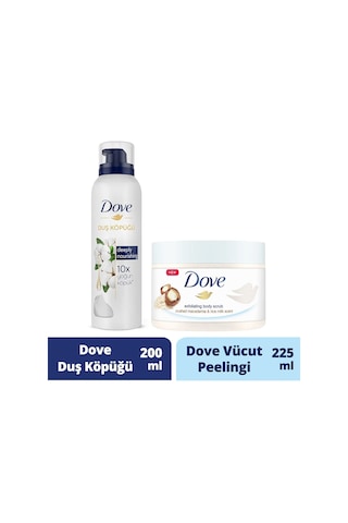 Dove Dove Macademia Fındığı & Pirinç Sütü Vücut Peeling 225 ML + Deeply Nourishing Duş Köpüğü 200 ML