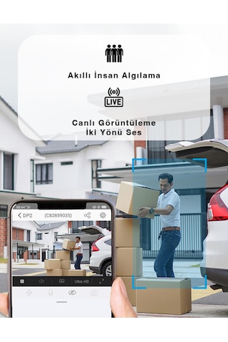 Dp2 2k Akıllı Kapı Dürbünü 2k ,dokunmatik Ekran, Pır Algılama, Çift Yön Görüşme, Microsd/cloud