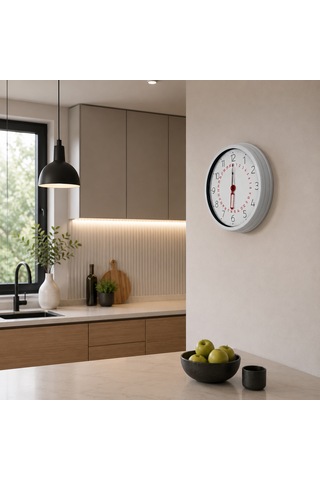 Beyaz Takvimli 40 X 40 Cm Metal Duvar Saati