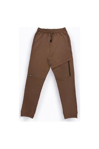 Erkek Çocuk Rahat Kalıp İki İplik Eşofman Altı-14702 Kahverengi