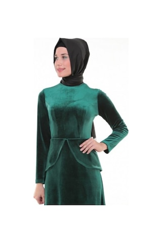 Nidya Moda Büyük Beden Elbise-4044Y Yeşil