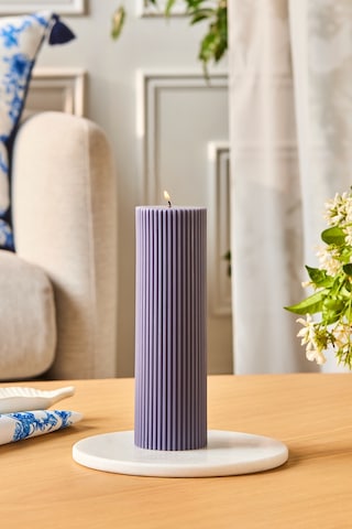 Karaca Striped Tırtıklı Sütun Mum 20 Cm Antrasit Antrasit