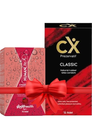 Cx Prezervatif Classic 12'li + Humanlife 5 Gr X 10 Çilek Aromalı Kayganlaştırıcı Jel Lubricant