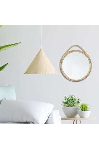 Suntek Yuvarlak Duvar Aynası Rattan Çerçeve 11 '' Yuvarlak Bej