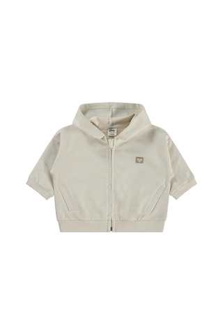 Civil Baby Civil Basic Kalp Etiketli Kapüşonlu 6-18 Ay Hırka - Bej Açık Bej