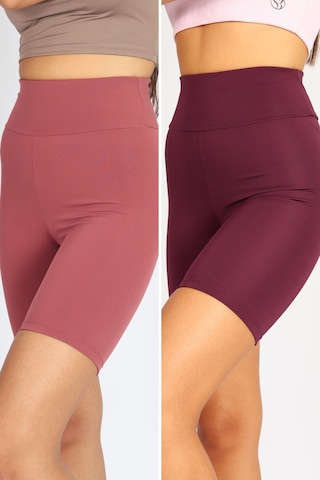 Soft&Basic Kadın 2'li Bıker Toparlayıcı Esnek Kısa Spor Tayt Rose-bordo