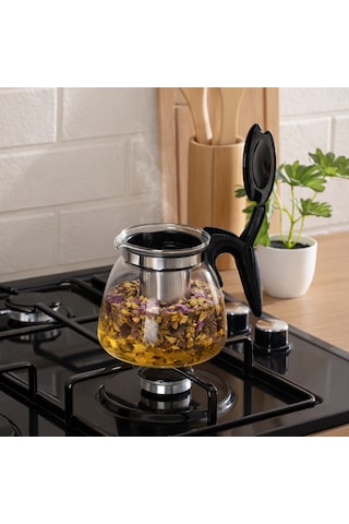 Porsima 5415 Isıya Dayanıklı 900 Ml Süzgeçli Cam Demlik Çay-bitki Çayı Demliği Şeffaf