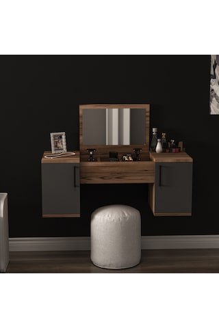 Arnetti Duvara Monte Mercan Aynalı Makyaj Masası Lidya Antrasit