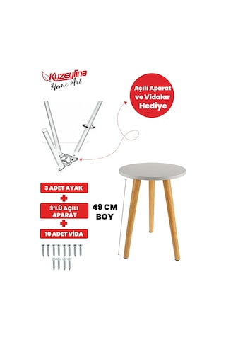 Konik Sehpa Ayağı 49 Cm 3 Adet - 3'lü Plastik Ayak Bağlantı Aparatı Ve Vidalar Hediye