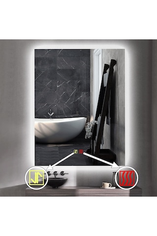 60x80 H Cm Buğu Çözücülü Dokunmatik Işıklı Ledli Banyo Aynası