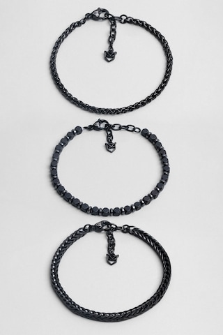 Gri Hematit Taşlı Ayarlanabilir Erkek Çelik Üçlü Bileklik Seti Siyah