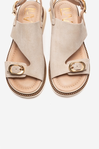 Luvishoes Cruel Bej Süet Hakiki Deri Kadın Sandalet
