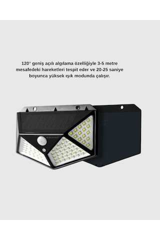 Güneş Enerjili 100 Led Bahçe Lambası Pır Sensörlü Ip65 Su Geçirmez Çok Renkli