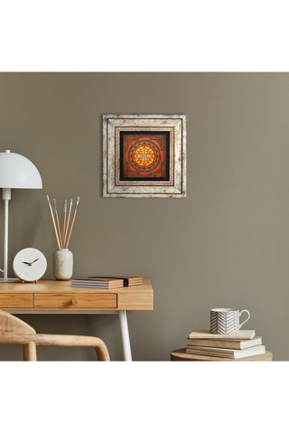 Sri Yantra Taş Duvar Tablosu - Çerçeveli Taş Tablo - Dekoratif Duvar Sanatı - Modern Ev Ve Ofis Duvar Dekoru T1-172