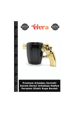 Premium Arkadaşı Sevindir Sunum Gereci Arkadaşa Hediye Porselen Silahlı Kupa Bardak Çok Renkli