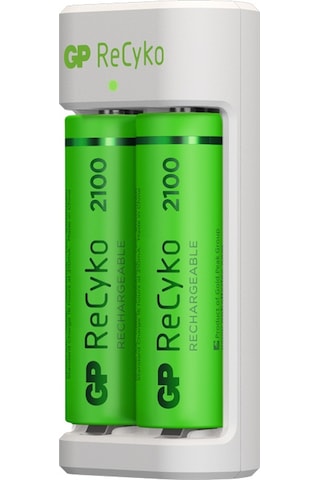 GP Recyko E211 USB AA-AAA Şarj Cihazı + GP Recyko 2100 mAh AA Kalem Pil 2'li