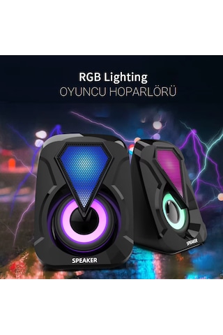 Leefei 1053 Bilgisayar Hoparlörü 1+1 Pc Hoparlörü Usb Speaker Rgb