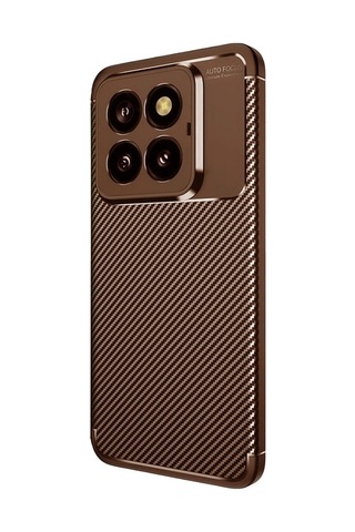Tedar Xiaomi Mi 14t Pro Kılıf Auto Focus Karbon Kapak - Kahverengi Najmaddin standart
