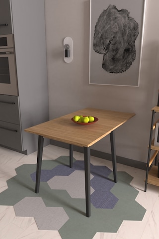 Vilinze Avanos Mdf Katlanır Ahşap Mutfak Masası - 70x80 Cm Naturel Siyah