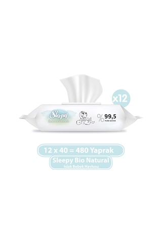 Sleepy Islak Mendil Bio Natural Yeni Doğan 40x12 Adet Tekli