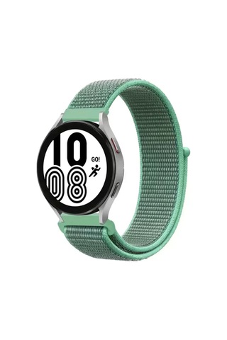 Newface Samsung Galaxy Uyumlu Watch 4 Hasırlı Cırtcırtlı Kordon - Turkuaz