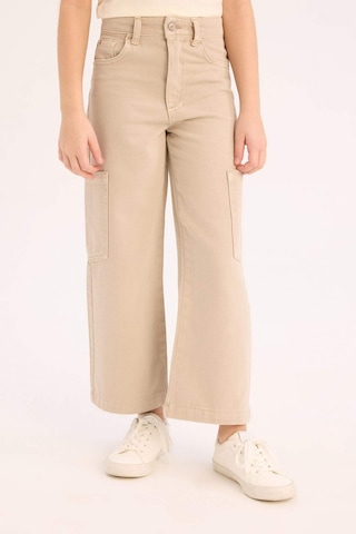 DeFacto Kız Çocuk Wide Leg Kargo Geniş Paça Jean Pantolon C0451A825SMBG122 Bej