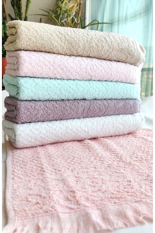 6'lı Set Çeyizlik Püsküllü Jakarlı Lüks Bukle Saçaklı Havlu Seti 30x50 Cm
