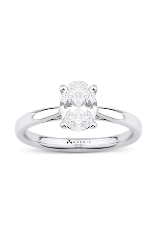 1.15 Karat Oval Tektaş Pırlanta Yüzük Beyaz Altın
