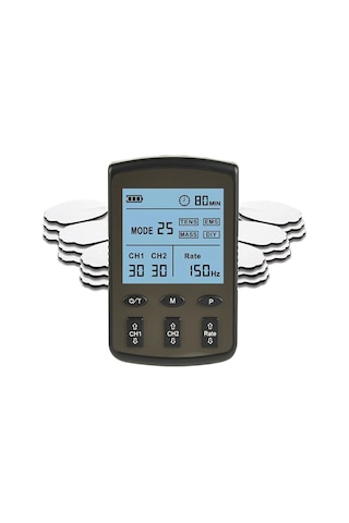 Mufunye 4 Lü Fonksiyonlu Tens/ems Masaj Cihazı - 25 Mod, 30 Seviye Kas Ağrısı Ve Yorgunluk Giderici, Şarj Edilebilir Gümüş