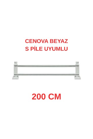 Cenova S Pile Ve Perde Düğmesi Uyumlu Çetray Çift Raylı Modern Ahşap Rustik Beyaz 200 Cm Beyaz