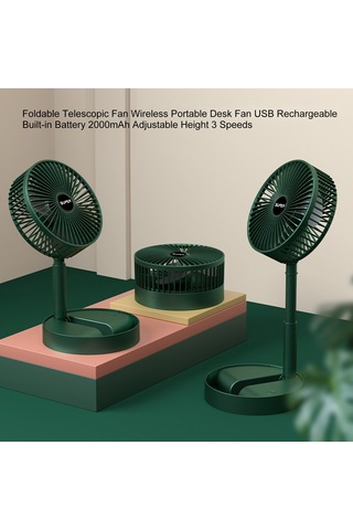 Skycity Yeşil Çekirdekli Masaüstü Fan - İki Kollü Katlanabilir Ve Geri Çekilebilir, 3 Hızlı Sessiz Doğal Rüzgar, 2000mah Pil İle Taşınabilir Usb Şarjlı Soğutucu