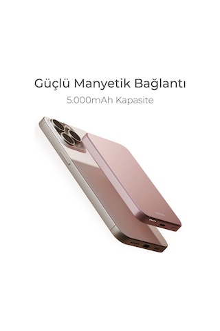 Woyax By Deji 5000 mAh 20 W Hızlı Taşınabilir Magsafe Powerbank Pembe