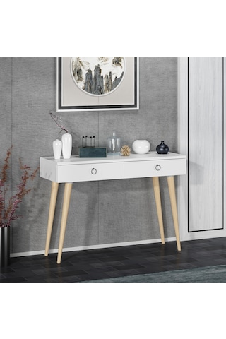 Dekorosso Arden Ahşap Ayaklı Modern Dekoratif Dresuar Beyaz  100Cm Beyaz