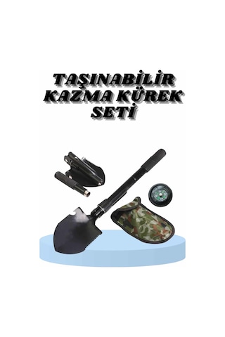 Çelik Katlanır Fonksiyonel Kamp Kazma Kürek Ve Kesme Aleti Seti Küçük Kazma Kürek Seti