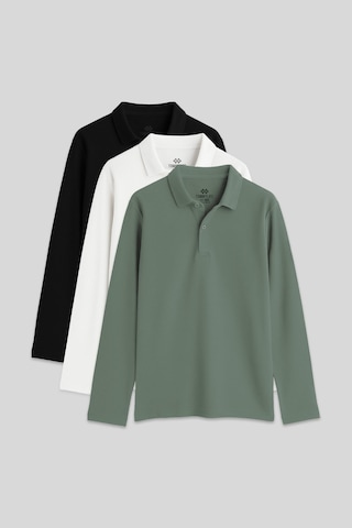 Basic Polo Yaka 3lü Paket Siyah-beyaz-çağla Unisex Çocuk T-shirt - 11170 Beyaz - Siyah