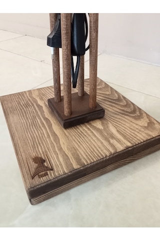 Balsa Dekor Ahşap Lambader Ceviz Gövde Siyah