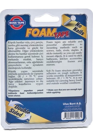 Boss Tape 2985 Çift Taraflı Köpük Bant 19mmx2m Çok Kuvvetli 15kg
