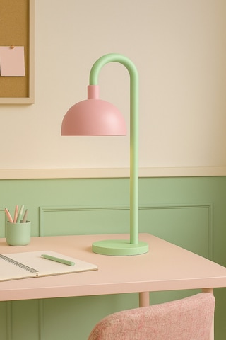 Bloom Pastel Metal Masa Lambası E27 Duy Ofis & Çalışma Masası Lambası Pembe