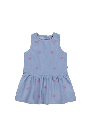 Civil Baby Çiçek Nakışlı 6-18 Ay Elbise - Mavi