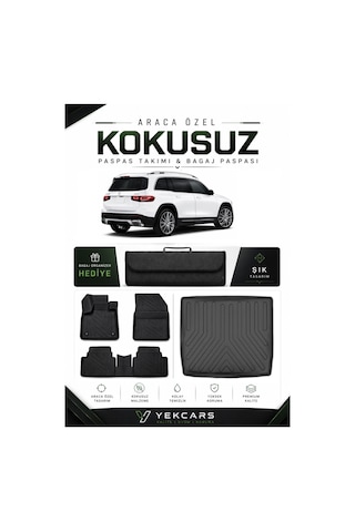 Mercedes Glb 2024 Model Aracınıza Özel 4d Karbonlu Kauçuk Paspas Takımı Ve Alt Bagaj Havuzu