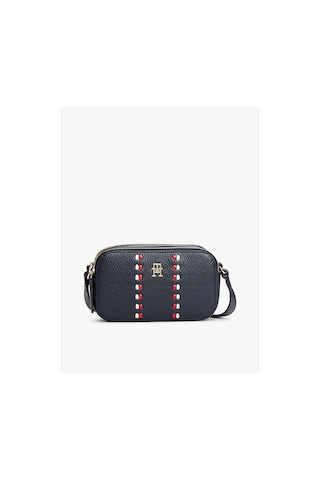 Tommy Hilfiger Kadın Çakıl Tanesi Süslemeli Fermuarlı Çapraz Askılı Lacivert Omuz Çantası Aw0aw18153-dw6-12896 Mavi