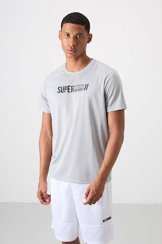 Tommy Life Gri Polyester Nefes Alan Dokulu İnce Esnek Standart Fit Erkek Performans T-shirt - 88385 Gri