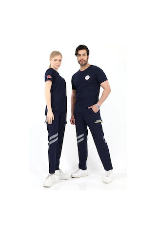 Acil Sağlık Yuvarlak Yaka Penye Kısa Kol Tshirt - Lacivert-12106 Lacivert