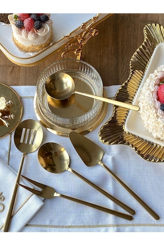 Allegra Mat Gold 5 Parça Sosluk Kepçe Seti