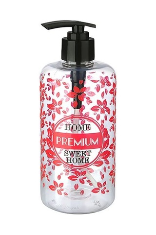 Şeffaf Sıvı Sabunluk Yuvarlak Plastik Pompalı 500 Ml Beyaz