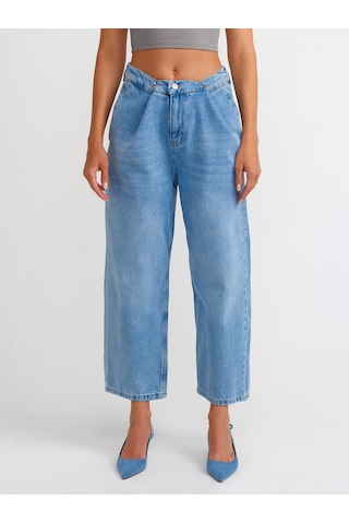 Dilvin Kemeri Ayarlanabilir Kısa Denim Pantolon Mavi