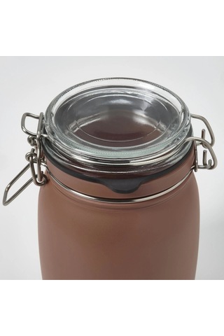 Kavanoz 1 Lt Çap: 12 Cm Yükseklik: 16.5 Cm Contalı Kilitli Bej