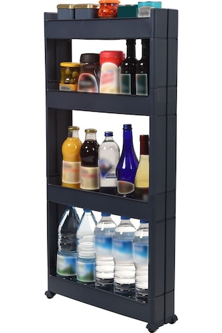Technow Motek SR-04 Tekerlekli Plastik,Mutfak,Banyo Rafı 4 Katlı