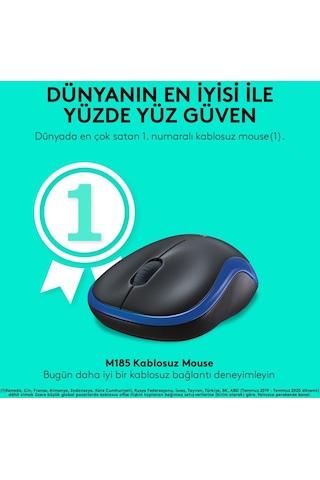 Logitech M185 Kablosuz Mouse Siyah - Mavi 910-002236
